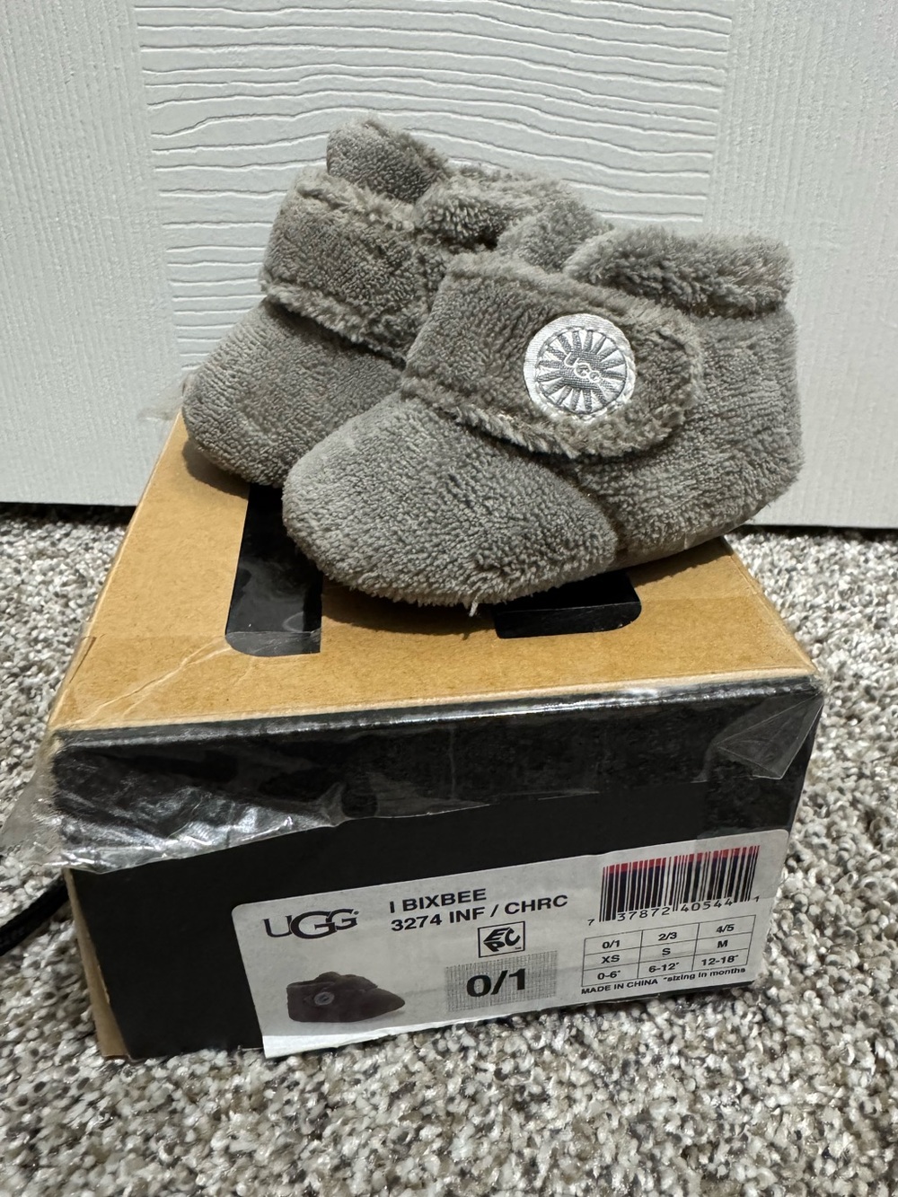 UGG Gray Infant Bixbee Booties with Plush Lining
